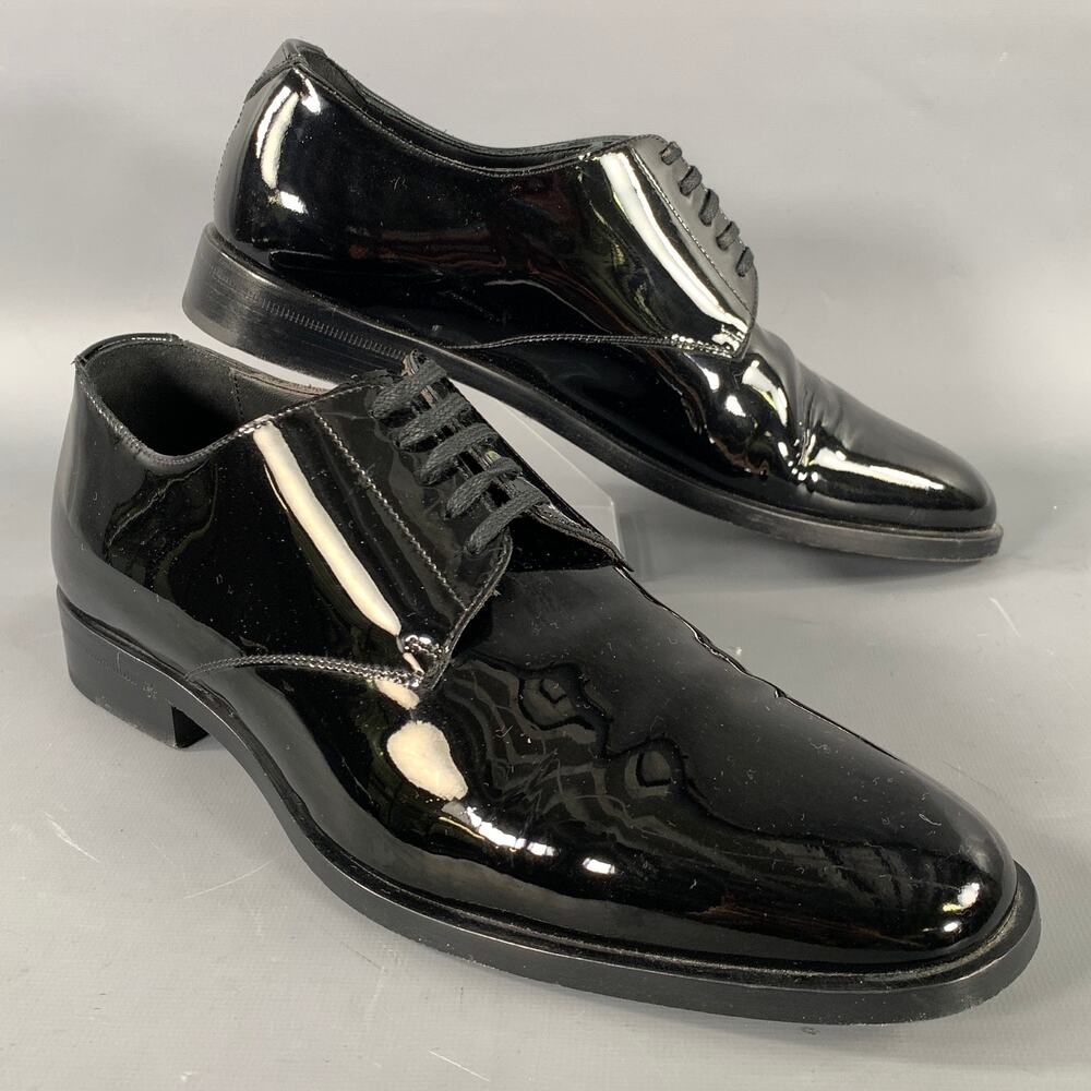 SAINT LAURENT Size 7 Black Leather Lace Lace Up Shoes